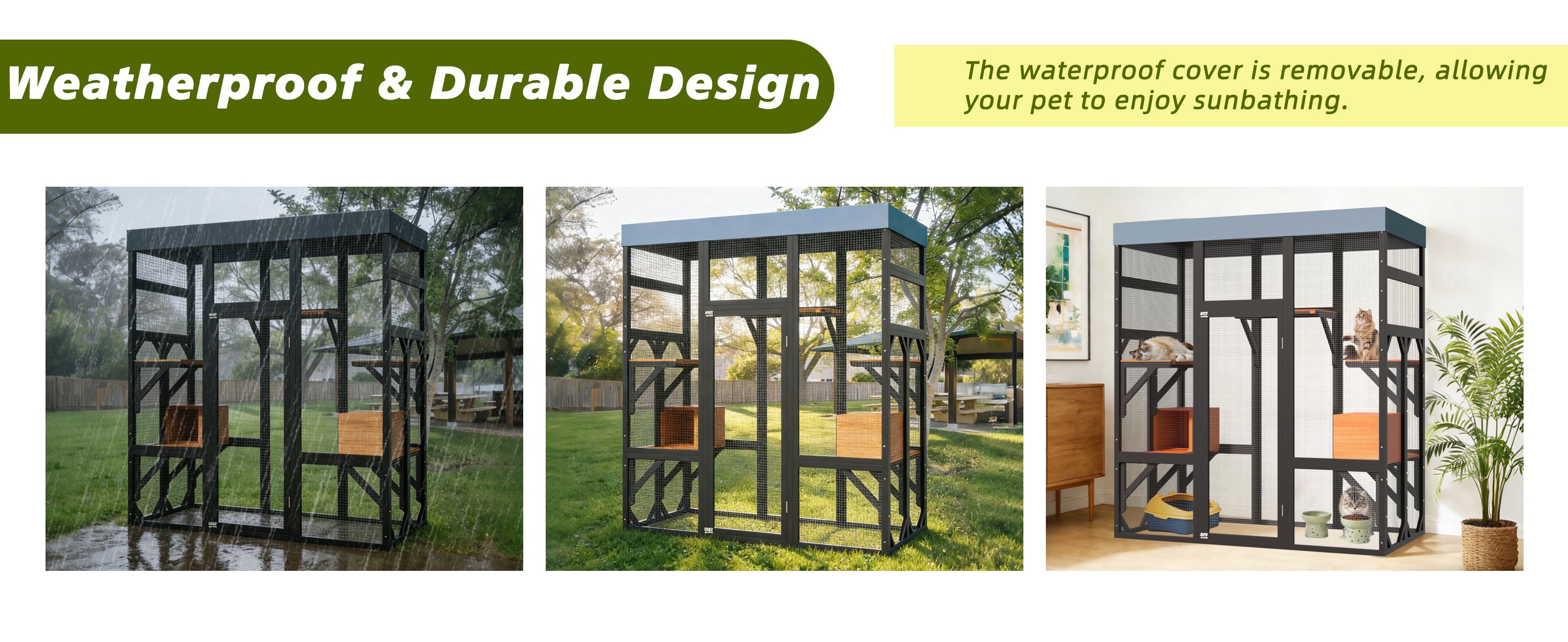 Catio en bois noir de 62.6" pour chats