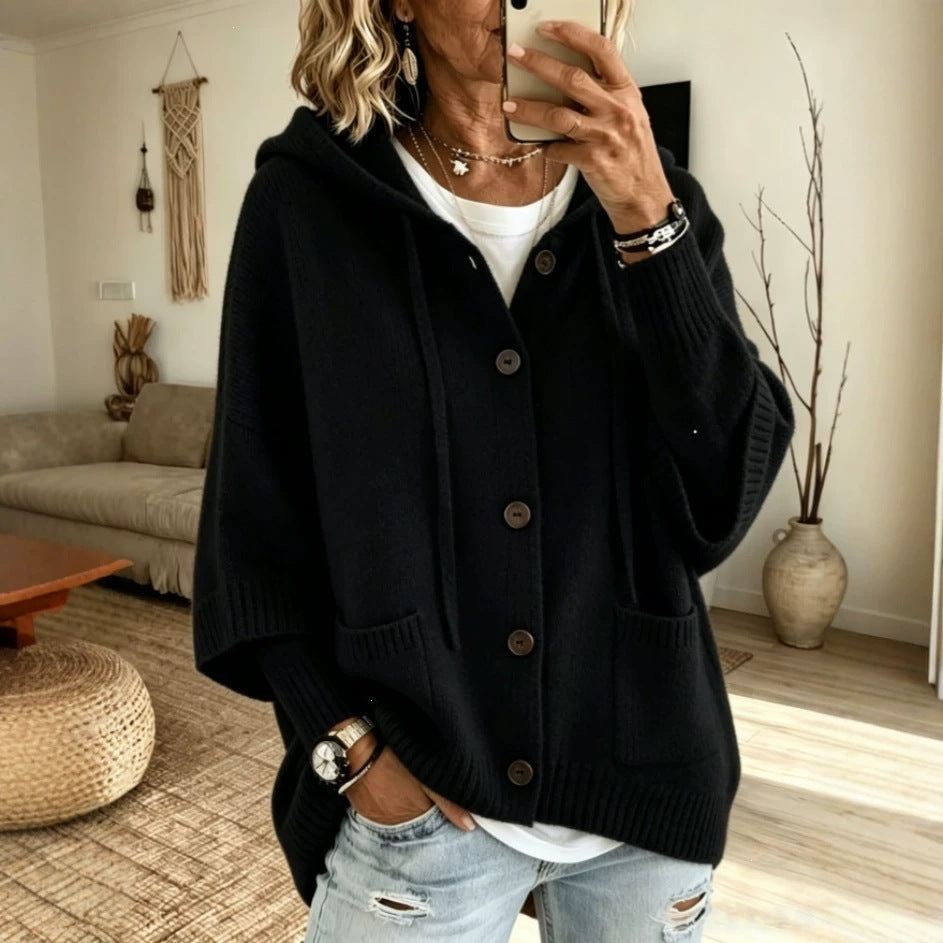 Cardigan à capuchon à manches longues pour femmes