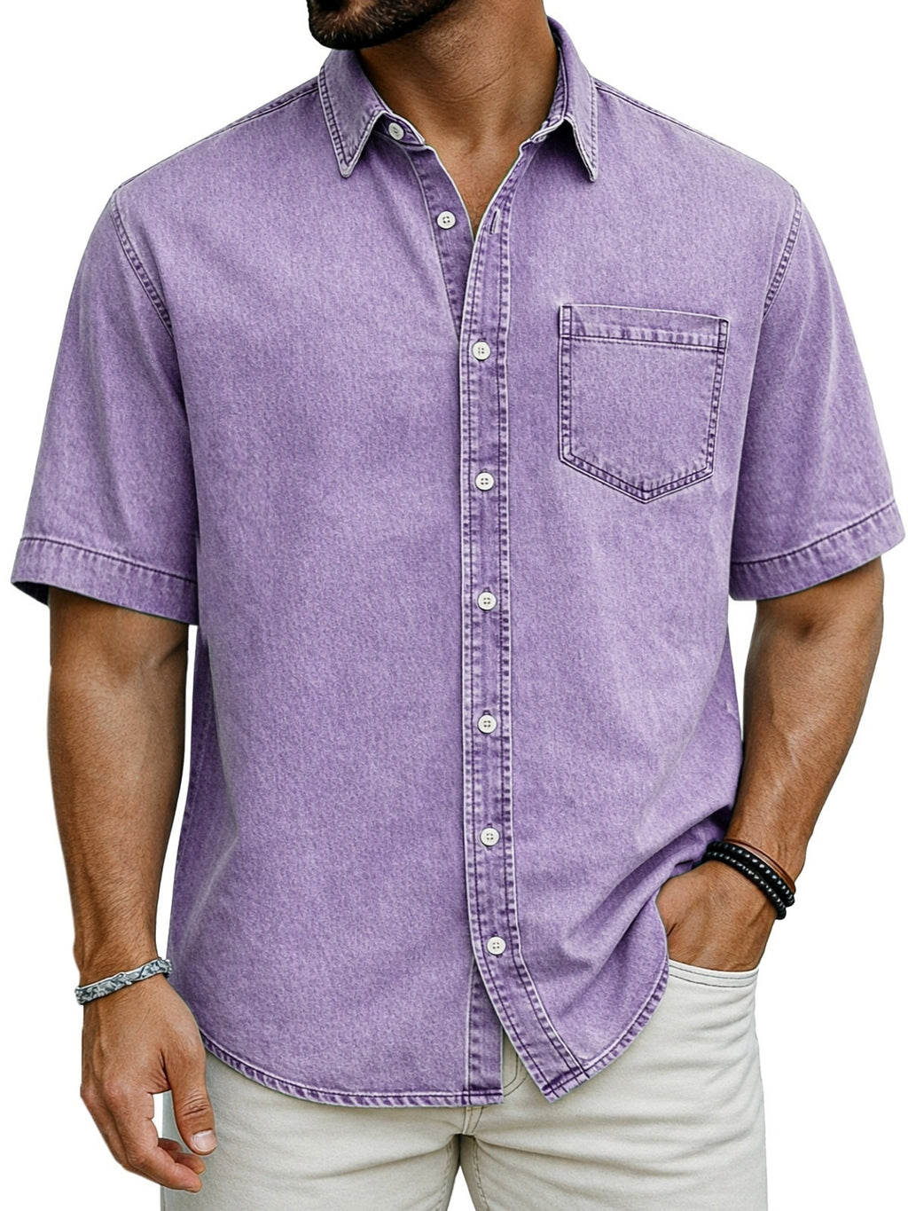 Chemise casual homme manches courtes