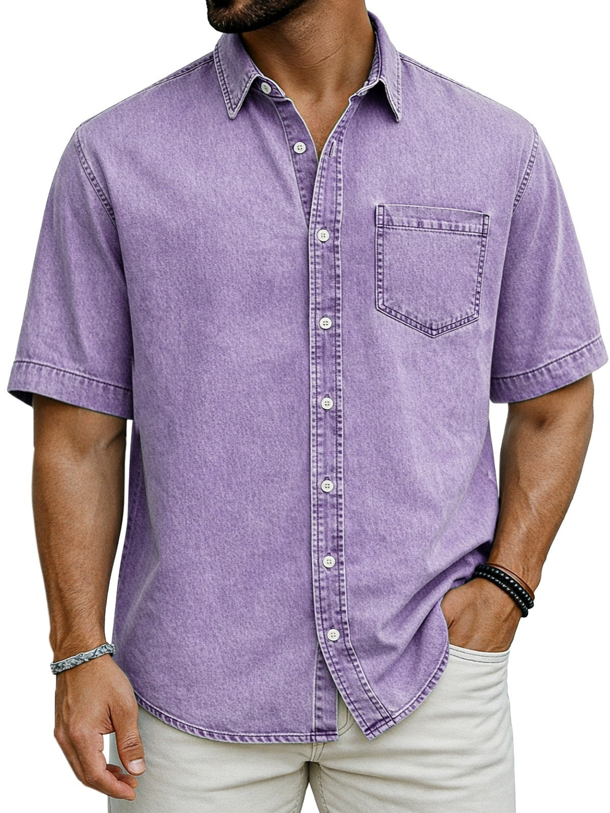 Chemise casual homme manches courtes