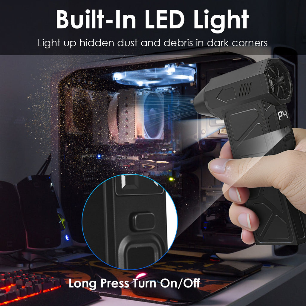 1Pc Compressed Air Duster with LED Light Vacuum Cleaner Max 160000RPM Speed for PC Keyboar