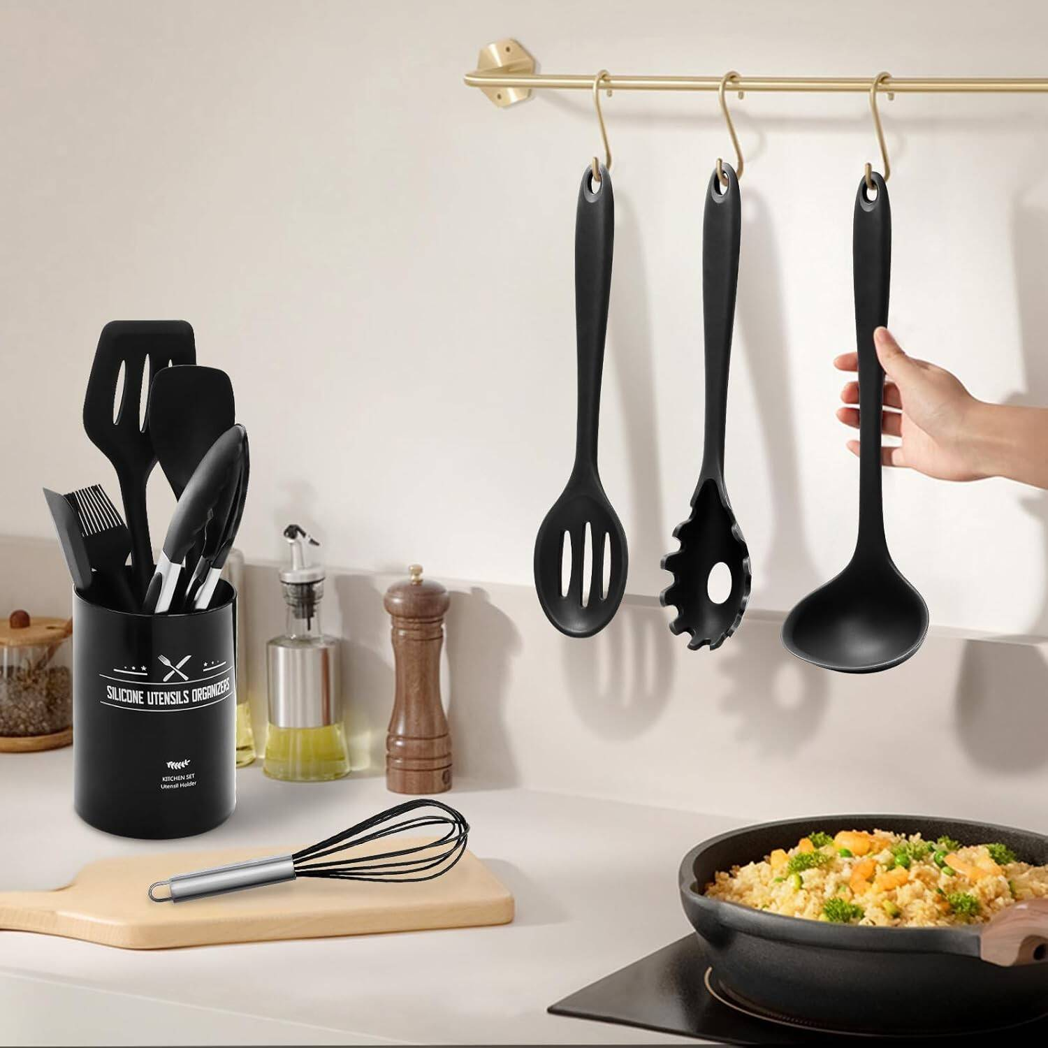 Ensemble d'ustensiles de cuisine en silicone 12 pièces - Classe alimentaire
