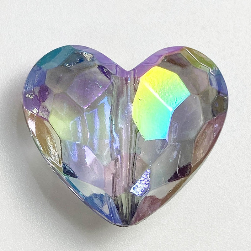 Perles de coeur en acrylique UV facettées