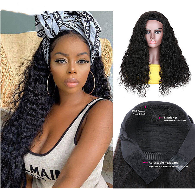 Brazilian Water Wave Headband Perruques de cheveux humains