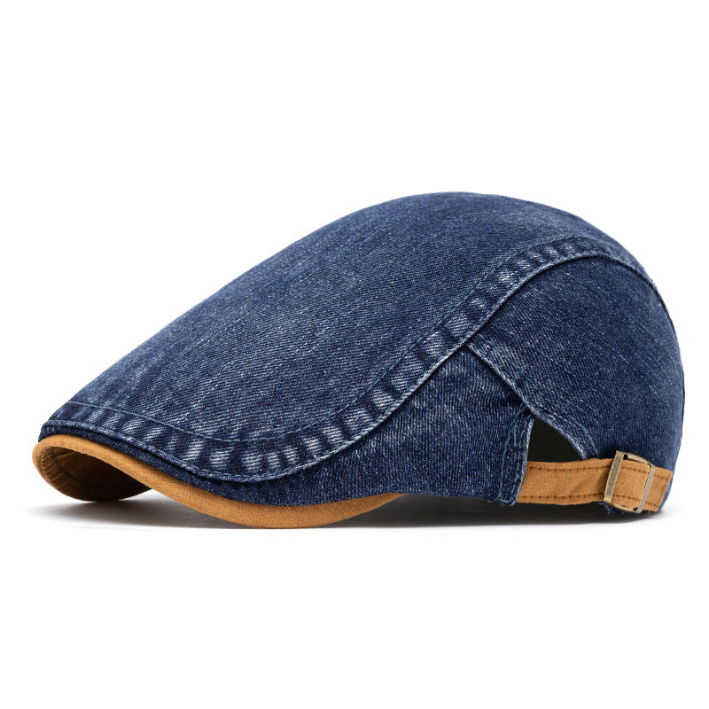 Hommes Loisirs Lavé-out Denim Contraste Couleur Beret