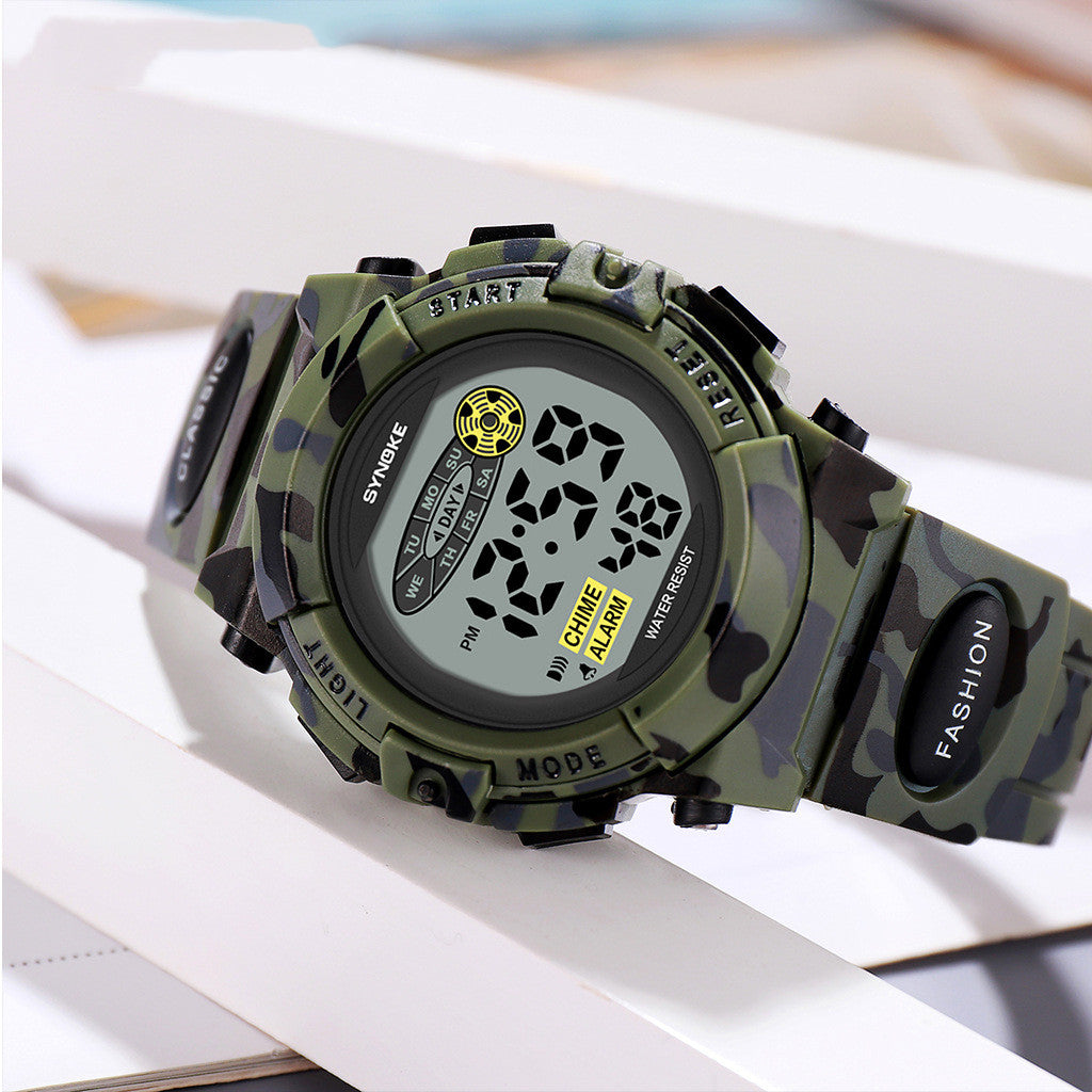 Colorful Luminous Étudiant Personnalité Camouflage Sports Watch