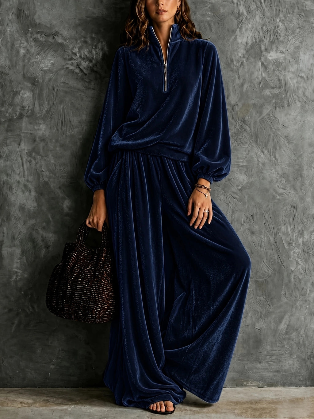 Set de pantalons à manches longues en velours de mode