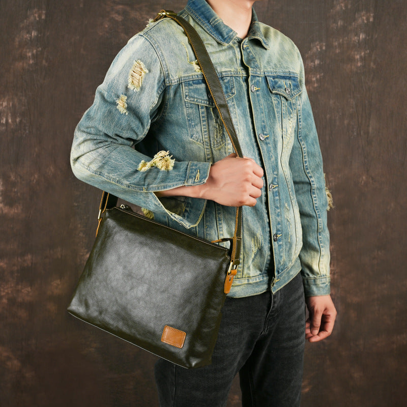 Sac à épaule en cuir de grande capacité pour hommes