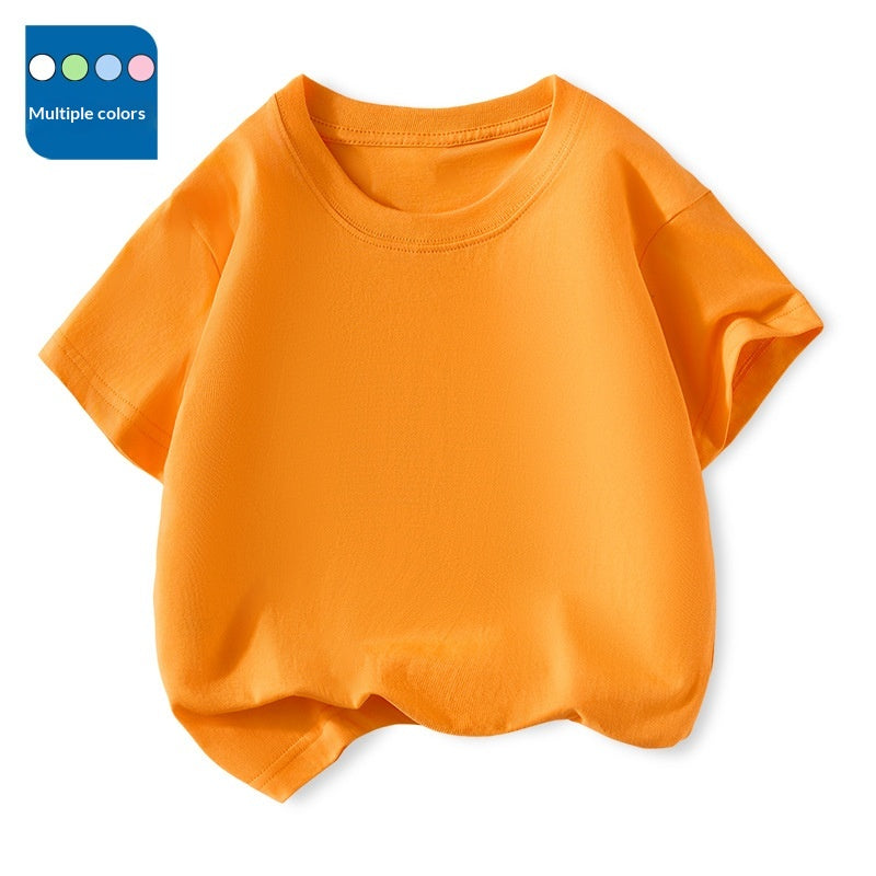 T-Shirt à manches courtes pour enfants Col d'équipage Top polyvalent