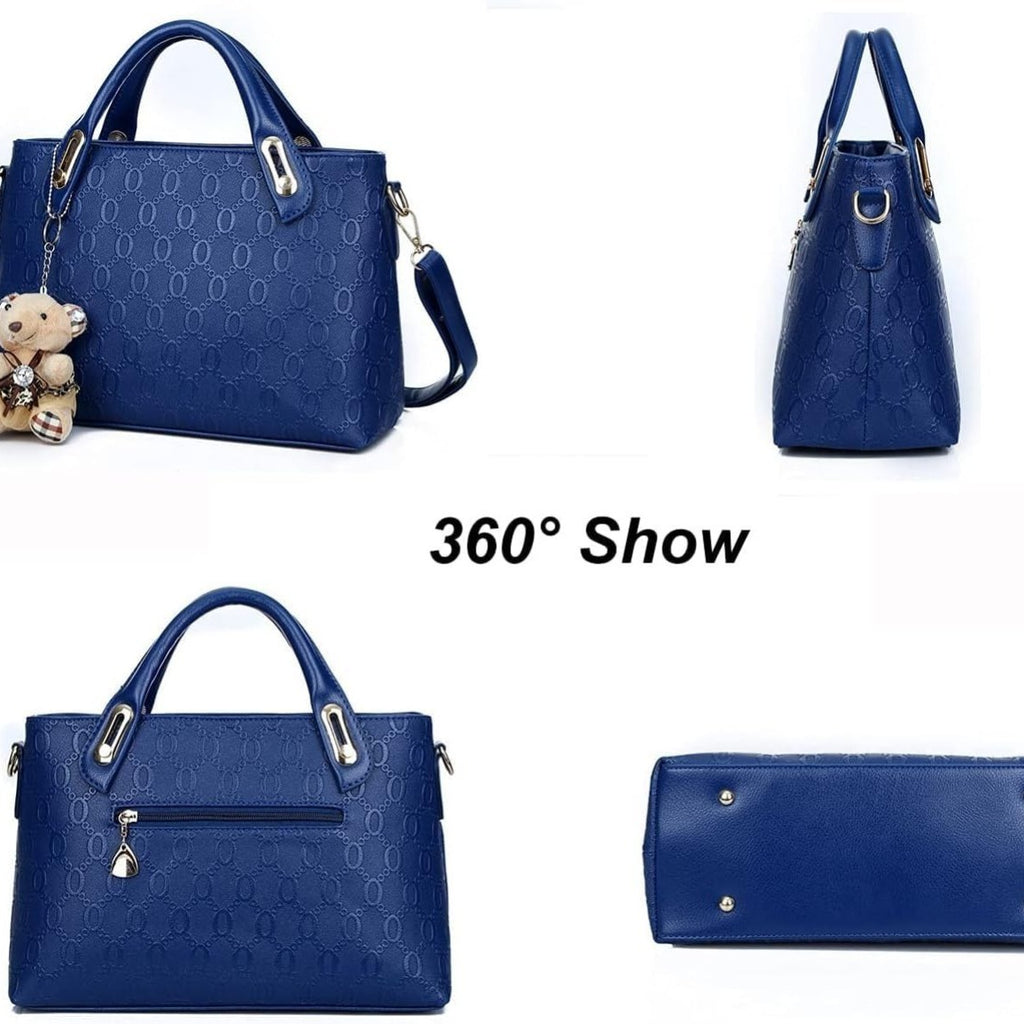 Femmes 4Pcs Poignée supérieure Satchel Hobo PU sac à main en cuir Set grand sac à épaule à bout Ca