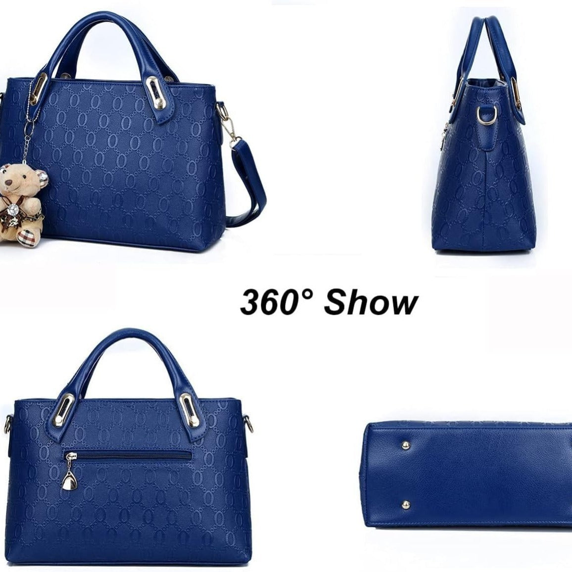 Femmes 4Pcs Poignée supérieure Satchel Hobo PU sac à main en cuir Set grand sac à épaule à bout Ca