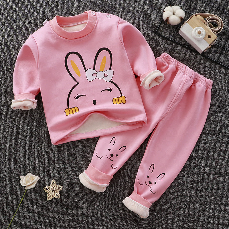 Sous-vêtements thermiques pour enfants Costume en peluche Épaisseur Garçons Filles Vêtements d'automne
