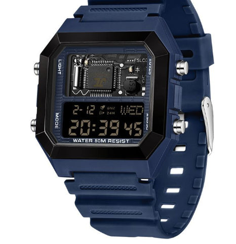 Fashion Square Waterproof Electronic Watch Multifonctionnel Student Sports Watch