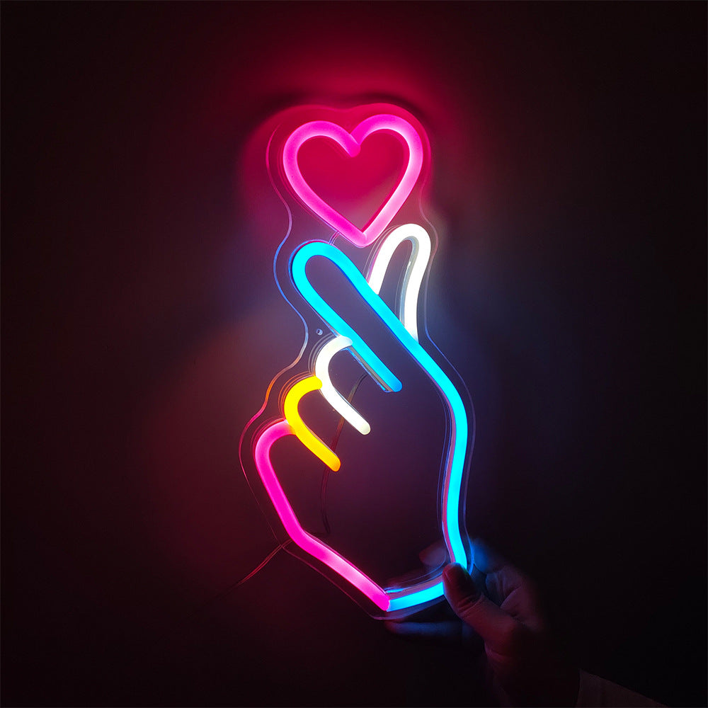 Lampes décoratives acryliques en forme de cœur Neon pour les intérieurs du centre commercial et du bar