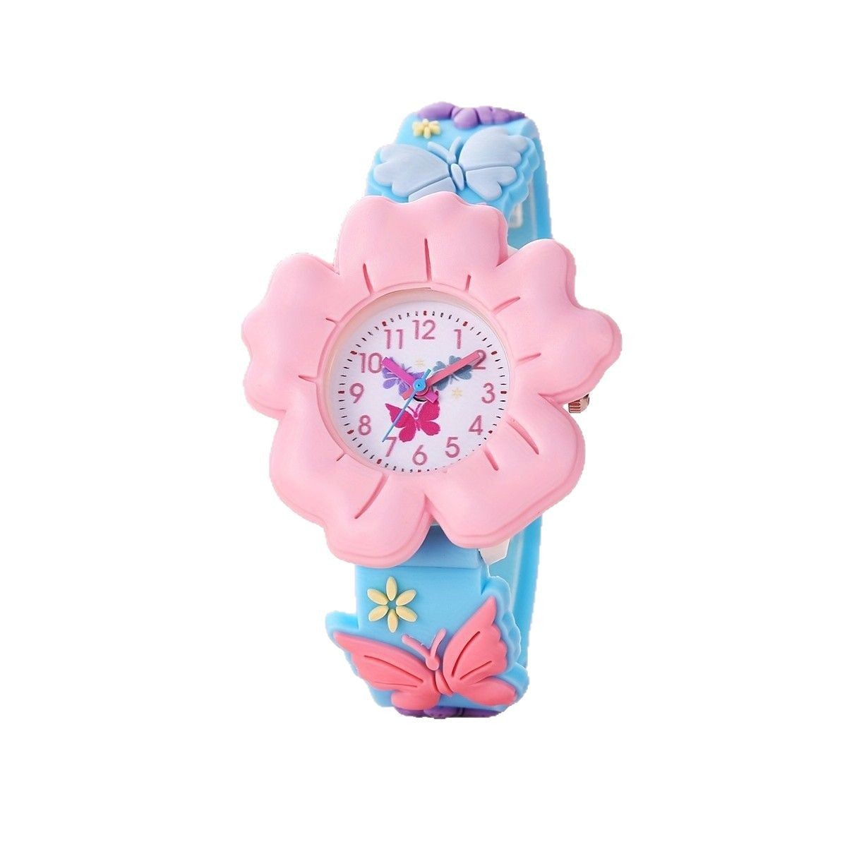Étudiant fille Enfants Cartoon Couleur Fleurs mignon Pattern Silicone Quartz montre