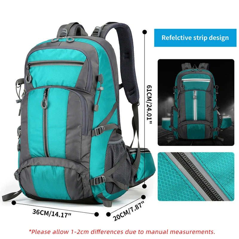 50L Sac à dos de pêche Grande capacité Sacs de camping Sports de plein air Randonnée Trekking Escalade Tr