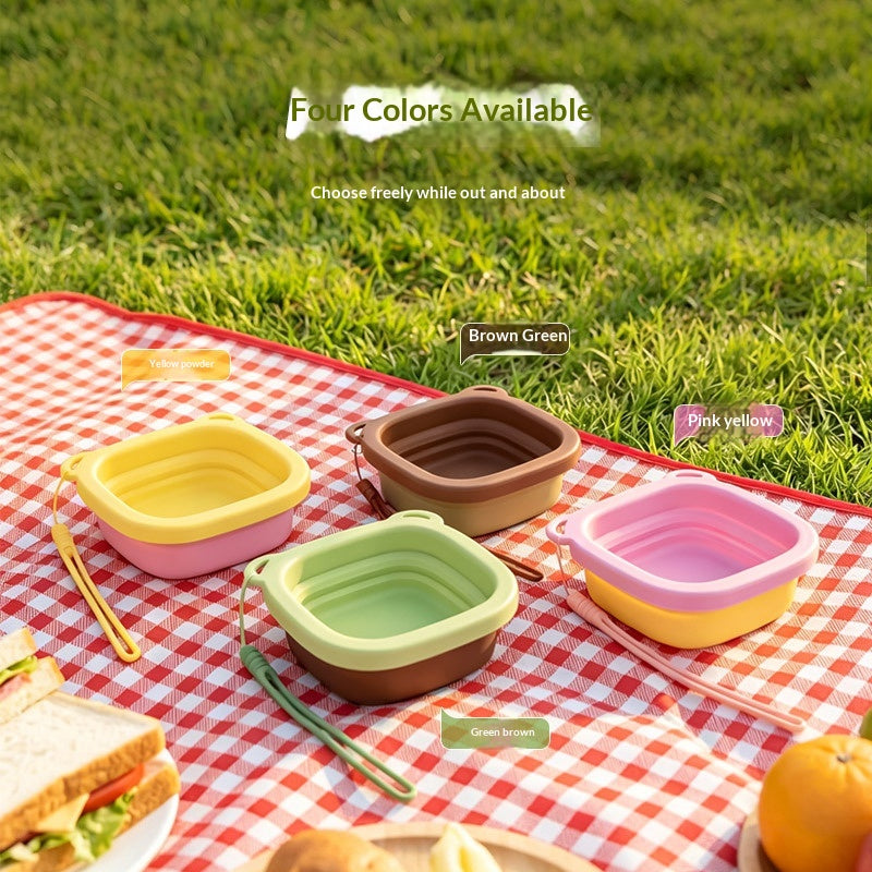 Foldable Silicone Pet Bowl Portable for Outdoor Use