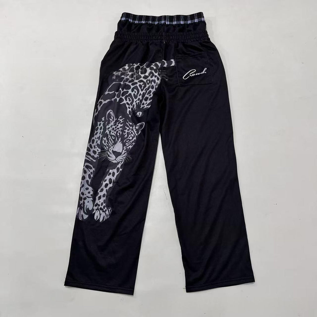 Pantalon casual imprimé rétro haute rue style américain
