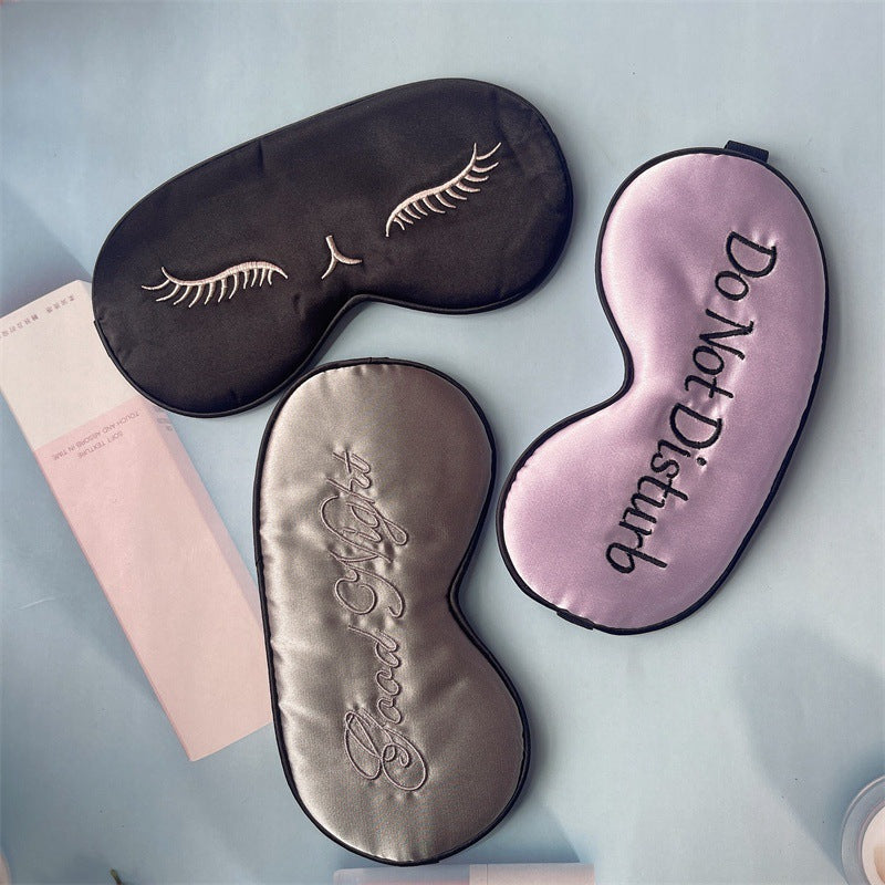 Masque double face en soie noire sans sommeil avec bande élastique