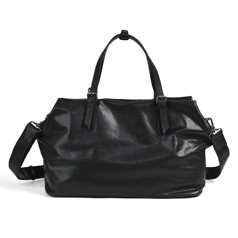 Sac à main en cuir retro breveté en cuir brillant