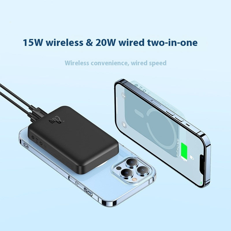 Mini magnétique sans fil charge rapide alimentation mobile 2-en-1 10000mAh forte adsorption