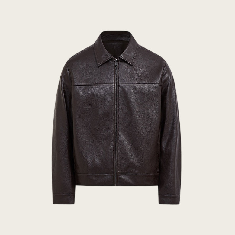 Veste en cuir courte d'automne manteau casual