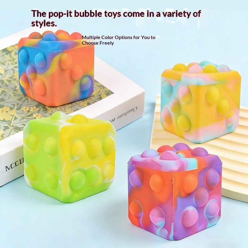 Slow-rebound 3D Stress-relief Square Dice Silicone Bubble Ball