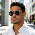 Verres de cadre ovale rétro Lunettes de soleil Aviateur double faisceau en métal