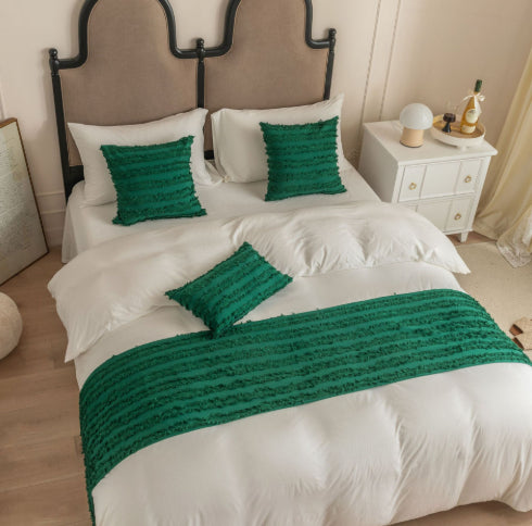Drapeau de lit en coton de couleur solide Jacquard