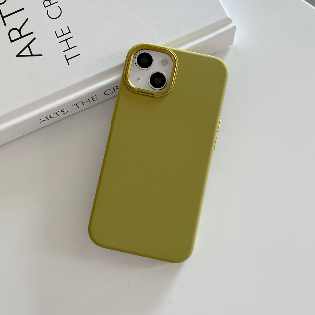 Boîtier de téléphone en métal silicone liquide de couleur pleine couverture