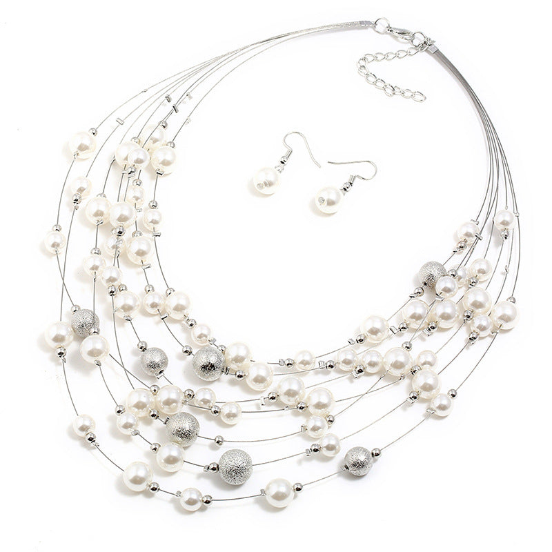 Pendentif collier en perles multicouches