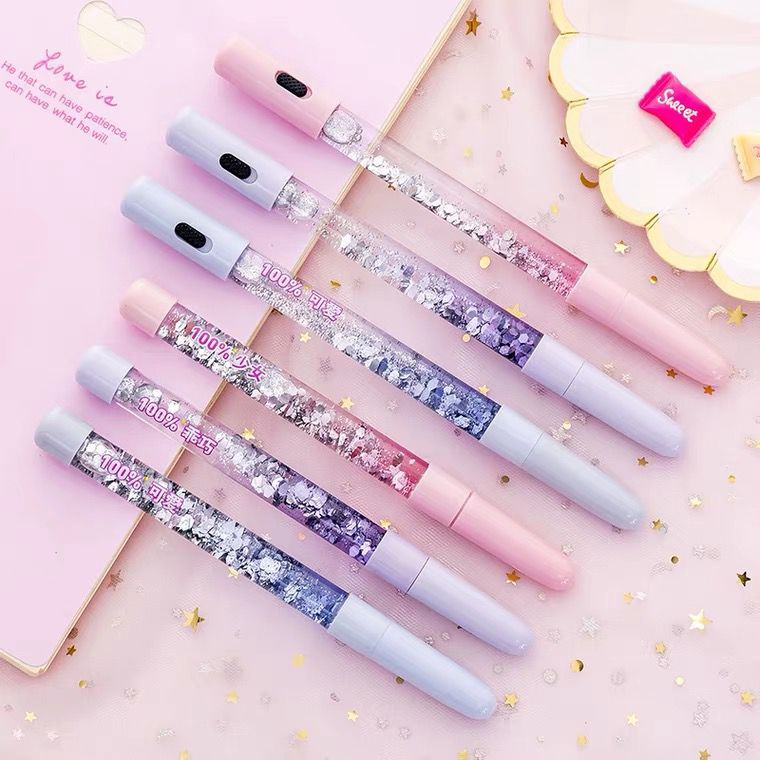 Shiny Black Glitter Quicksand Neutral Water Pen