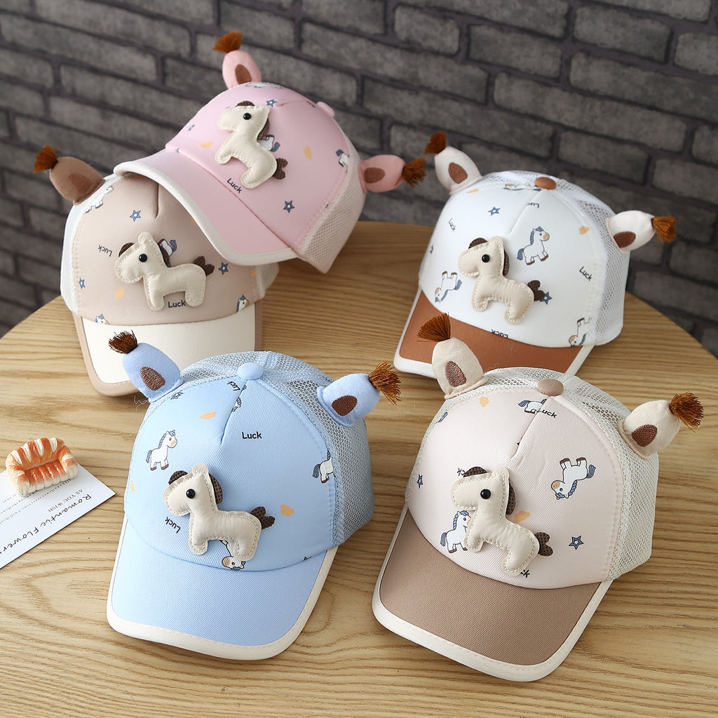 Chapeau d'été pour enfants en peluche de poney tissu respirant protection solaire Casquette de baseball
