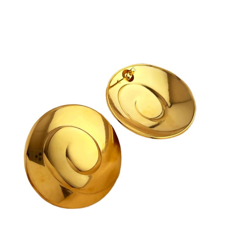 18K Acier inoxydable plaqué or Géométrie Finition simple Boucles d'oreilles Femmes Européen Et l'Amérique