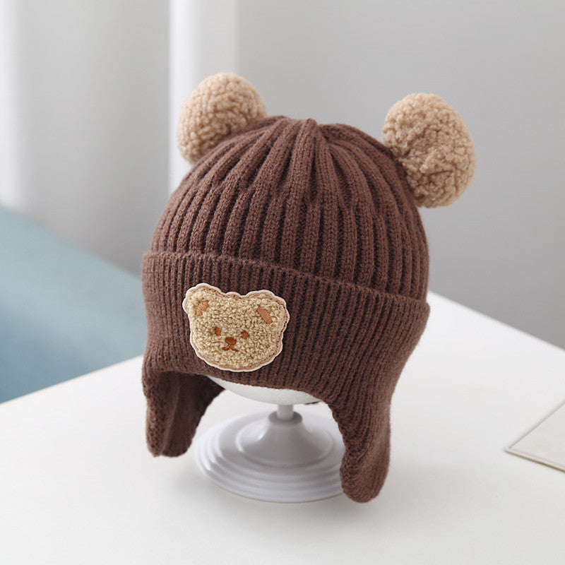 Chapeau de bébé Chaud Arflaps Cap Cute Bear Cap en laine tricotée bébé