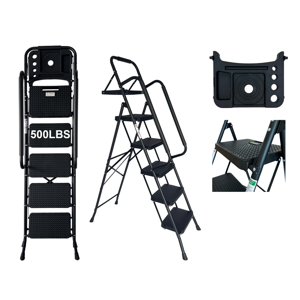 Échelle d'étape, Tabouret d'étape pliant avec large pédale antidérapante, Échelle en acier robuste, Pratique