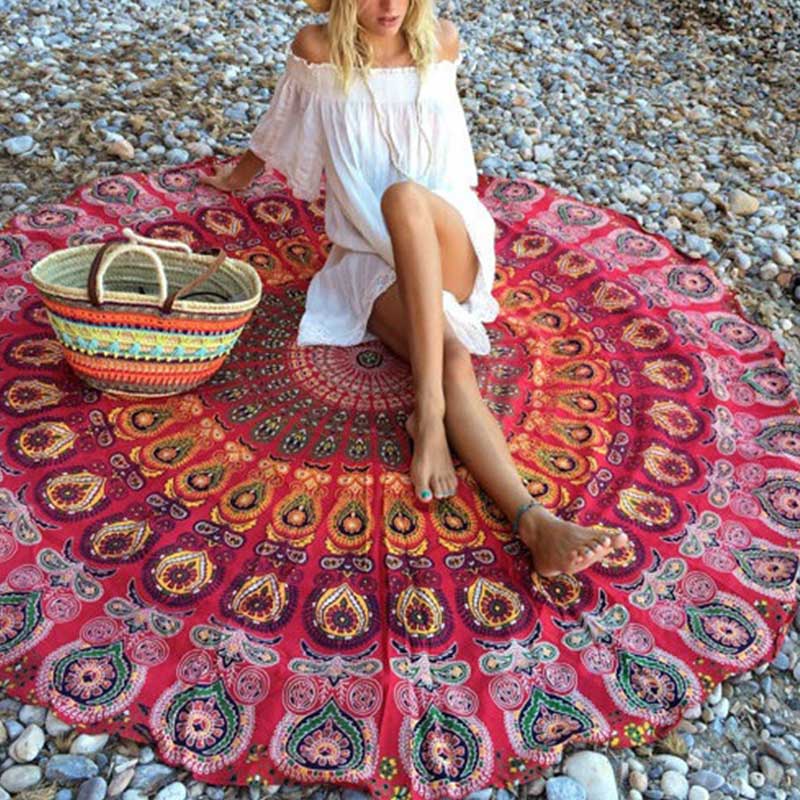 Tapis rond écharpe mandala tapisserie