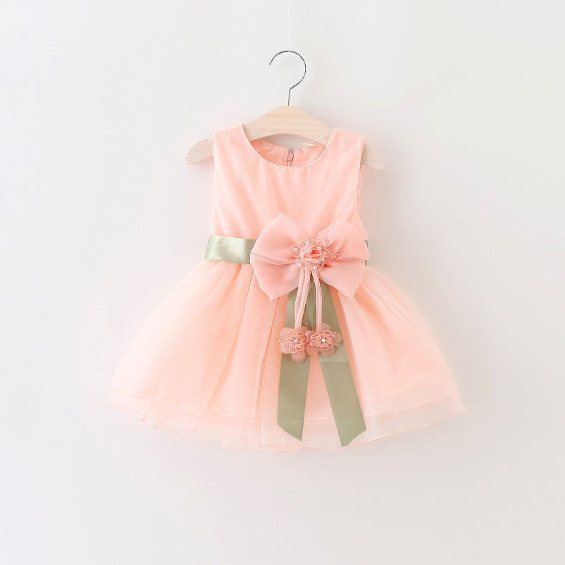 Femmes Enfants Robe Princesse Style avec motif floral et grande Bow
