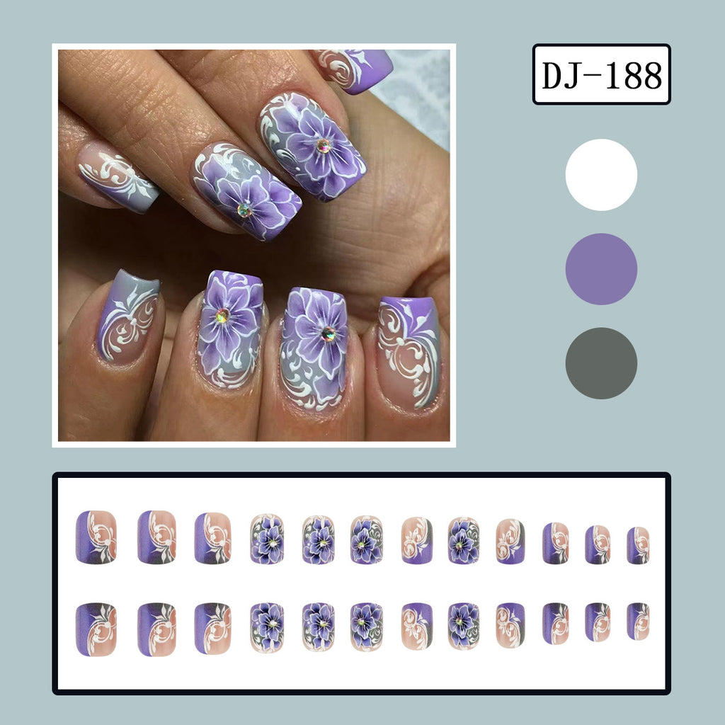 Stickers Gris violet de style européen de la ligne Flower Design Porter des ongles Armor