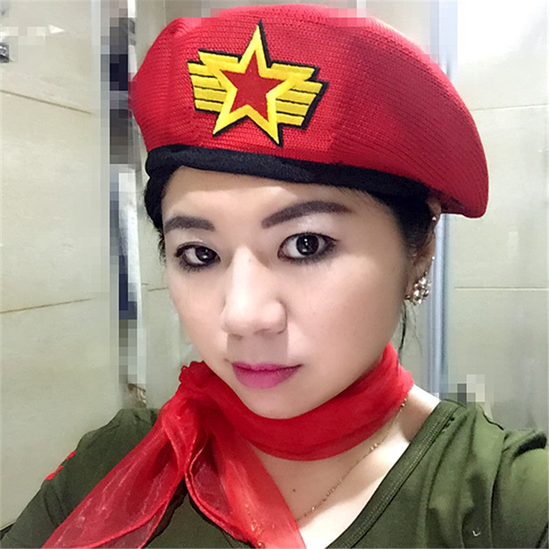 Enfants Star-themed Performance Beret Red Security Uniforme Sailor Dance Cap Equestrian H