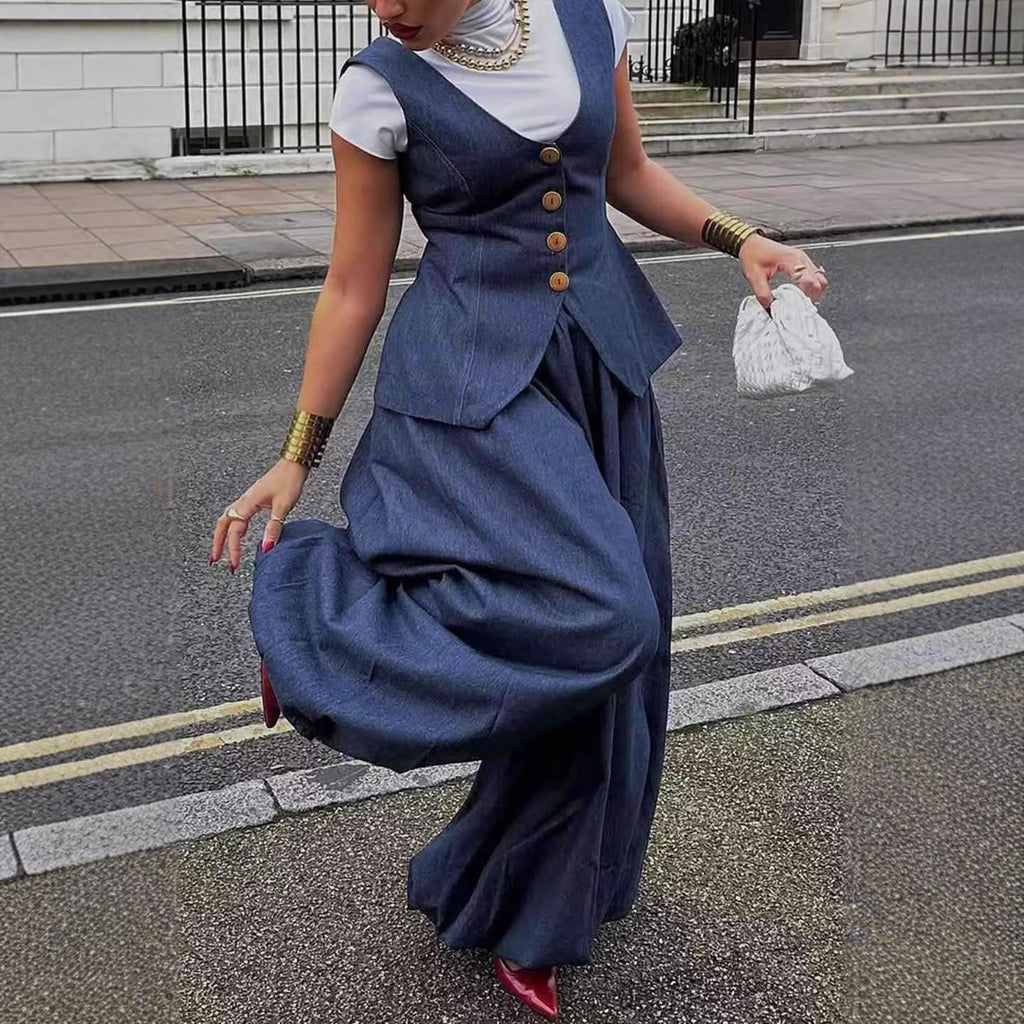 Costume de denim rétro pour femmes