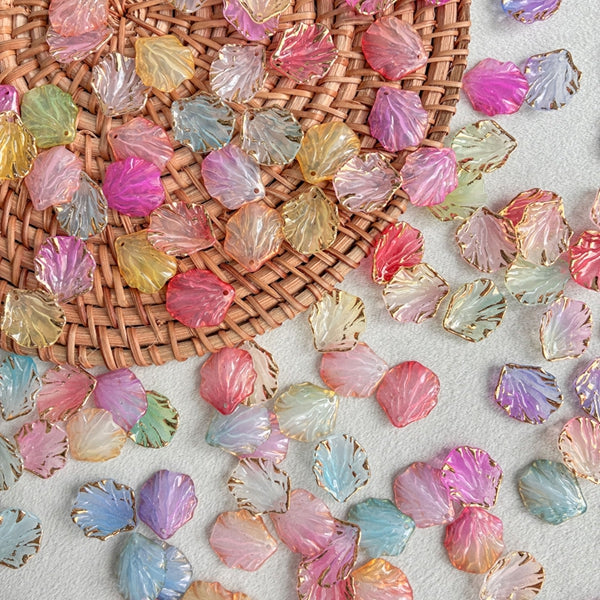 Perles de feuille de coquillage en or gradué