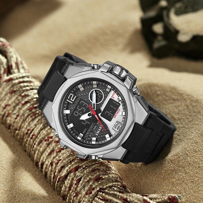 Hommes Sport Outdoor Alliage tactique Montre double affichage