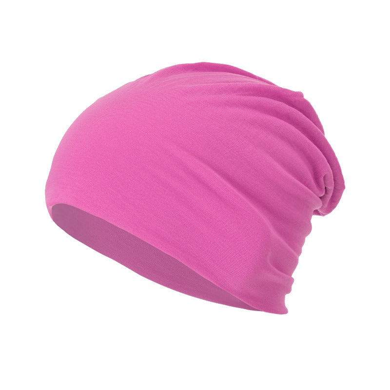 Toute la saison, polyvalent Solide-couleur Slouchy Bonnet avec un design enroulé