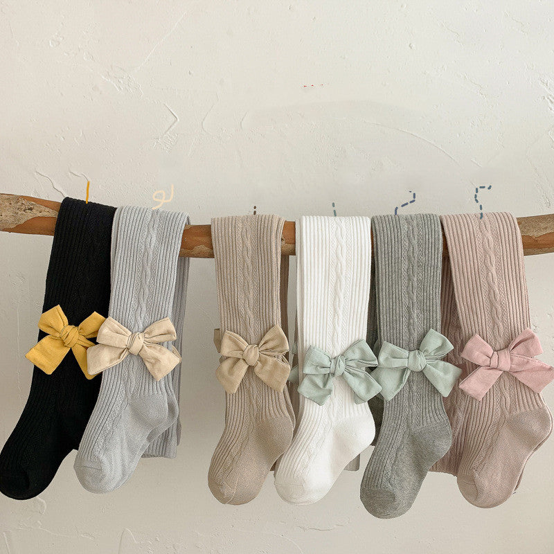 Pantyhose de couleur solide Bow pour les filles
