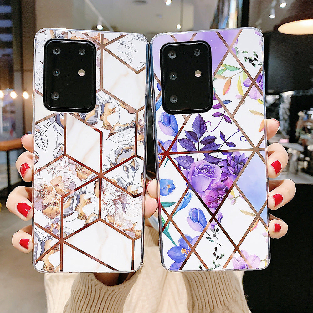 Rétro boîtier de téléphone de fleur géométrique électroplaçant