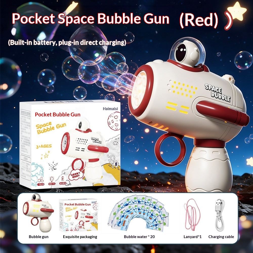 Space Astronaut Pocket Mini Bubble Gun Jouet de lumière électrique entièrement automatique pour enfants