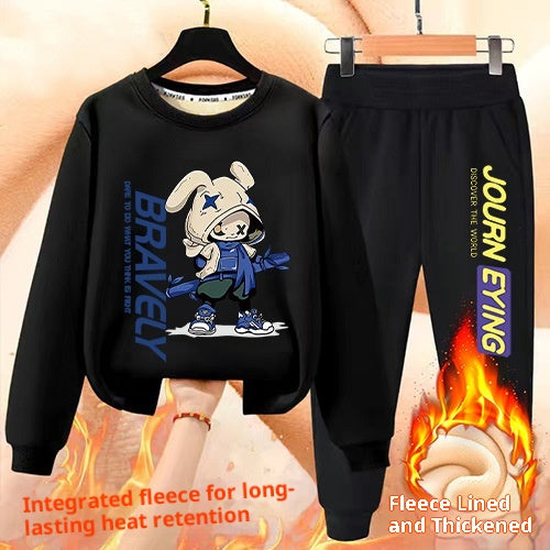 Garçons' Hiver Casual All-Match Fleece-Line Thickened Outfit