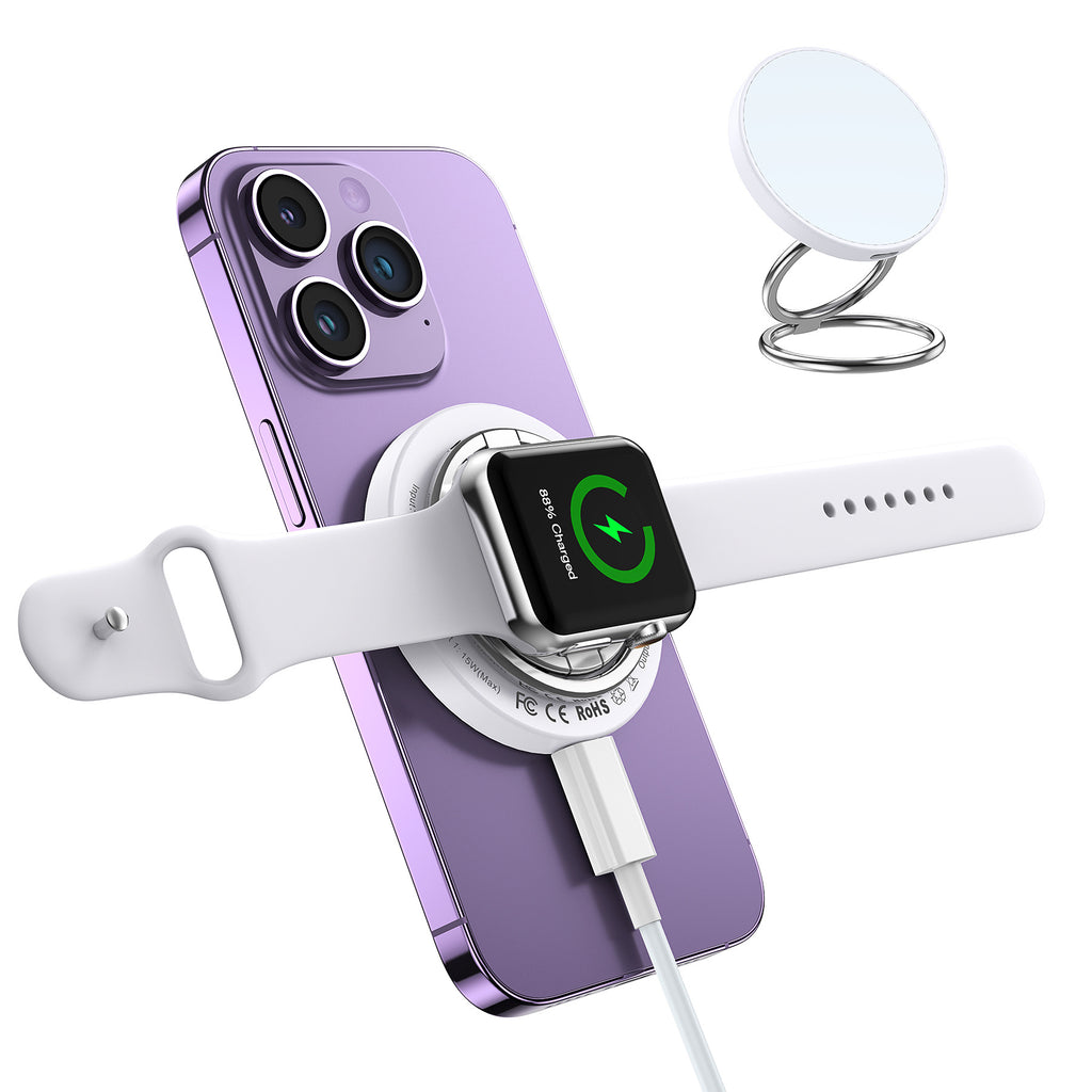Bague de pliage portable créative Chargeur sans fil magnétique deux en un
