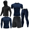 Hommes 5 pièces Ensemble d'entraînement de compression Veste zippée à capuche manches longues manches courtes